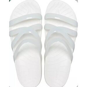 Crocs Women’s White Splashy Glossy Strappy Sandals Size 8